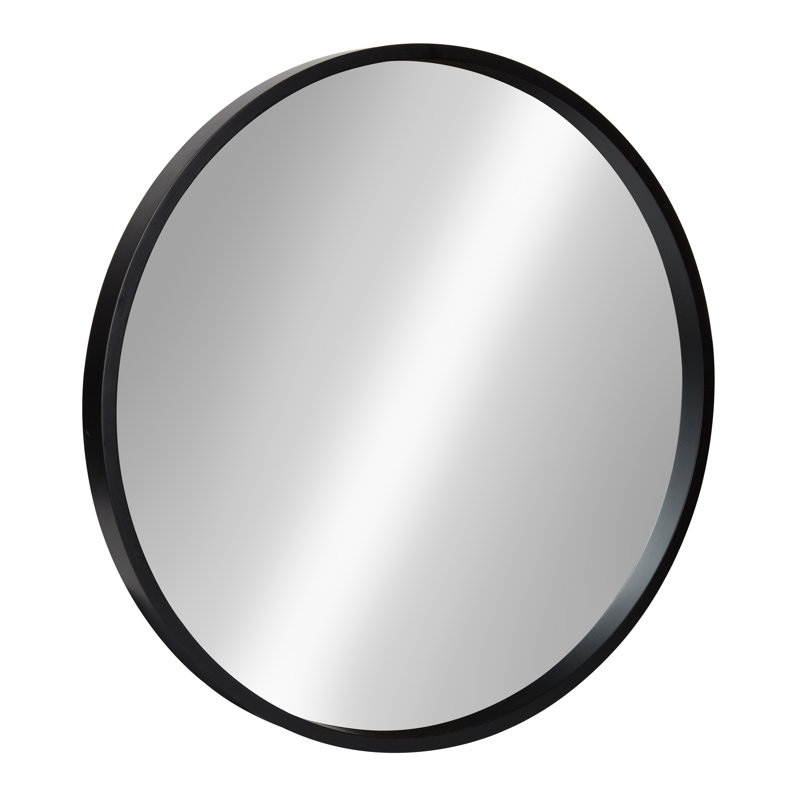 Arranjeet Modern Round Wall Mirror, 21.6" x 21.6", Black
