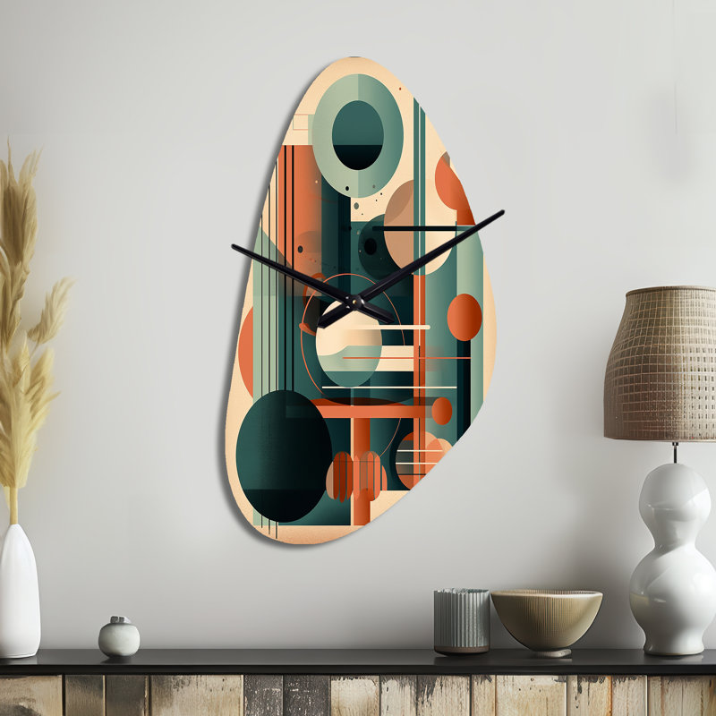 Horloge murale orange et verte Mid Century Momentum IV - Mid-Century, Grand