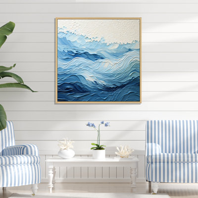 Blue And White Modern Waves Of The Coast I - Coastal Minimalism Wall Art