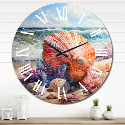 Horloge murale Beach Seashell Symphony Pointillism