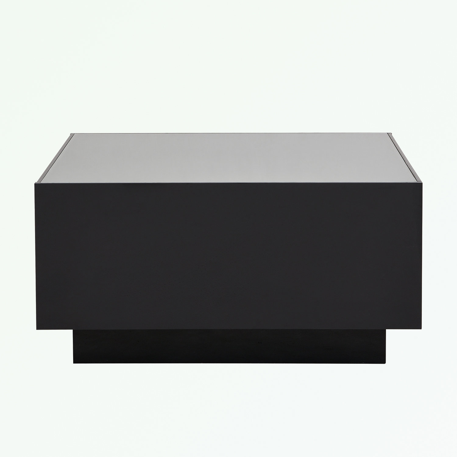U-Can 11.8-Inch Silver Square Mirror Coffee Table with LED Lights