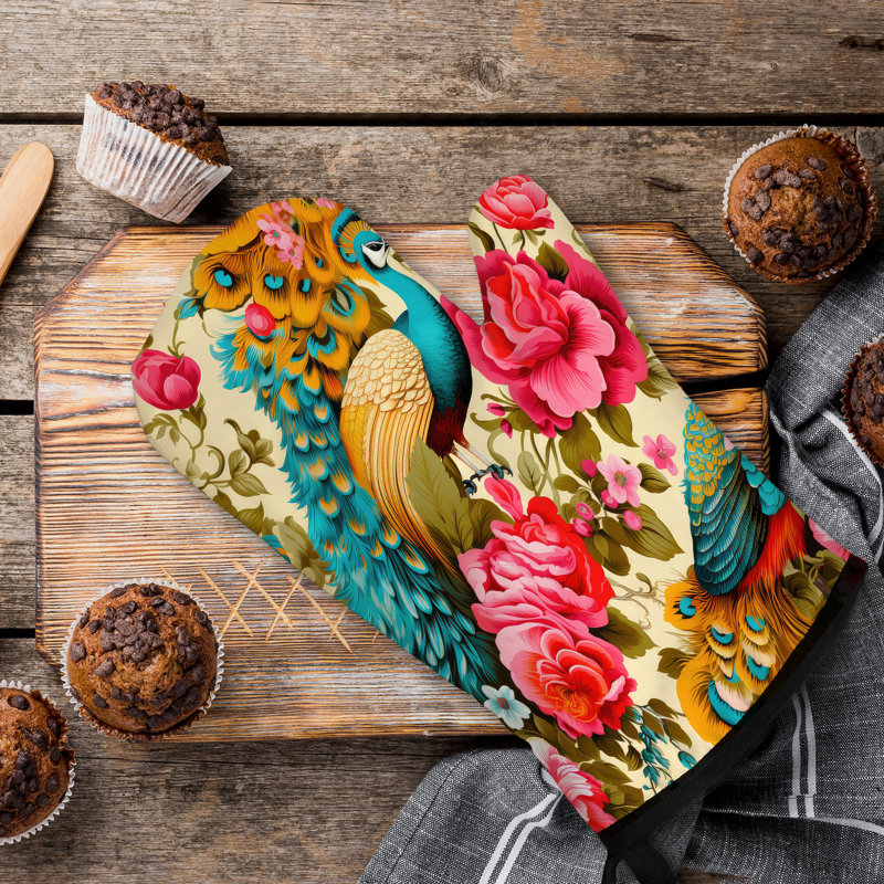 Regal Peacock Oven Mitt Cotton Twill