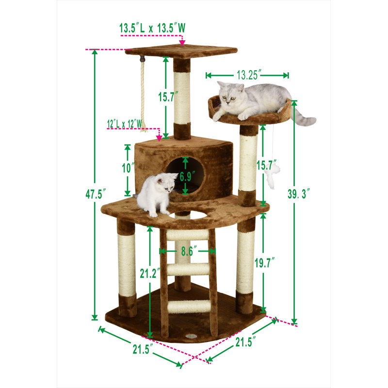 47'' H Cat Tree, Brown