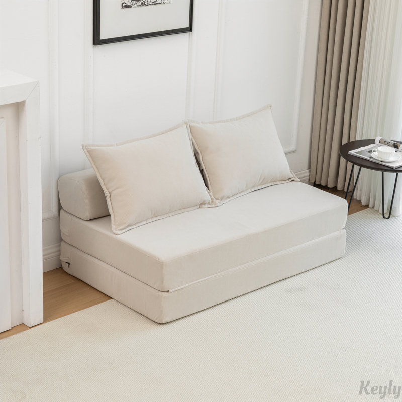 Boneless Foldable Sofa Bed With Pillow, Beige