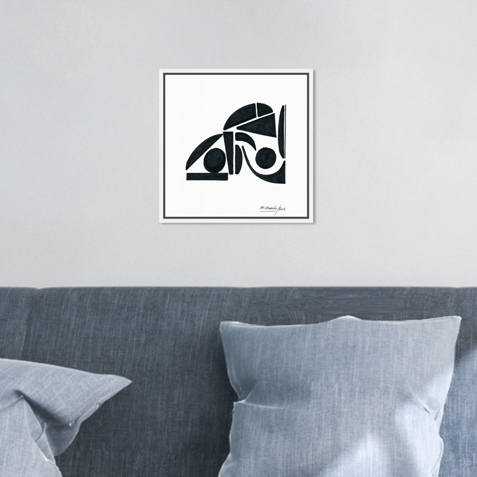 Black And White Modern by M.Roman, 13" H x 13" W, White