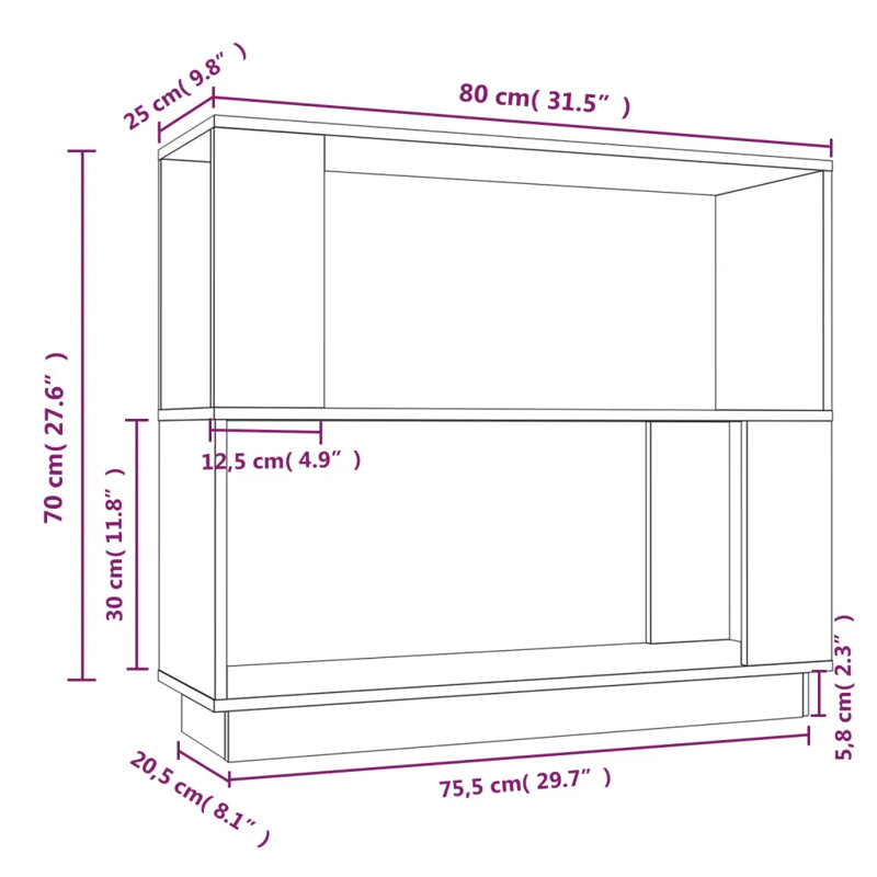 Jaagup 70cm H x 80cm W Solid Wood Step Bookcase, Grey