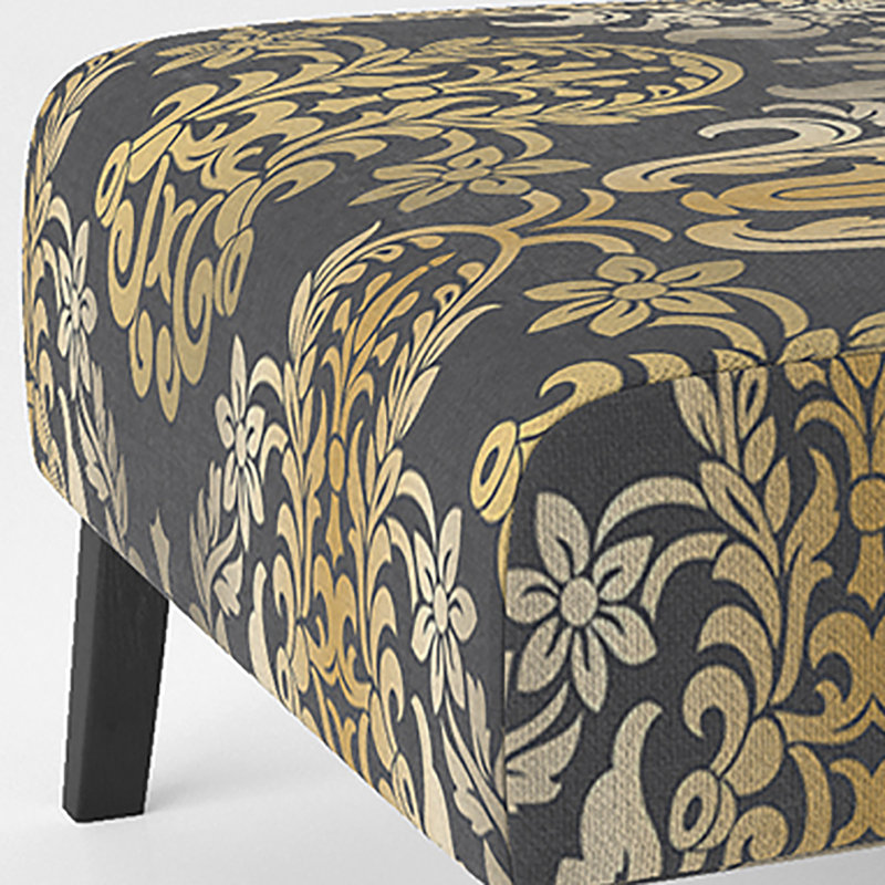 Fauteuil de chambre d'appoint doré à motif damassé
