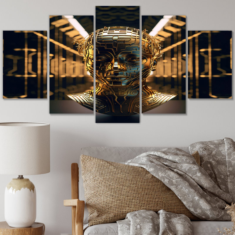 Locher - Robot Canvas Wall Art - 5 Panels