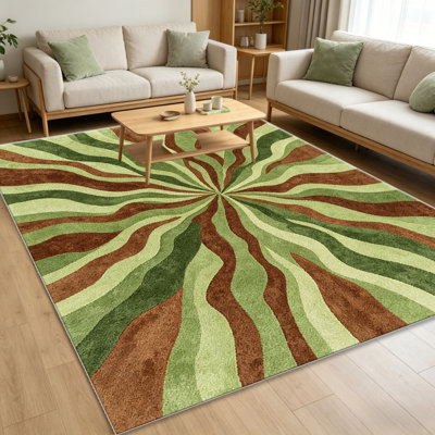 Tapis vert forêt tourbillon abstrait - facile à nettoyer, lavable à la machine, doux et confortable; convient aux tapis de porte, aux cuisines, aux salons, aux chambres à coucher, aux couloirs et aux buanderies. Tapis facile à nettoyer et durable pour la décoration intérieure.