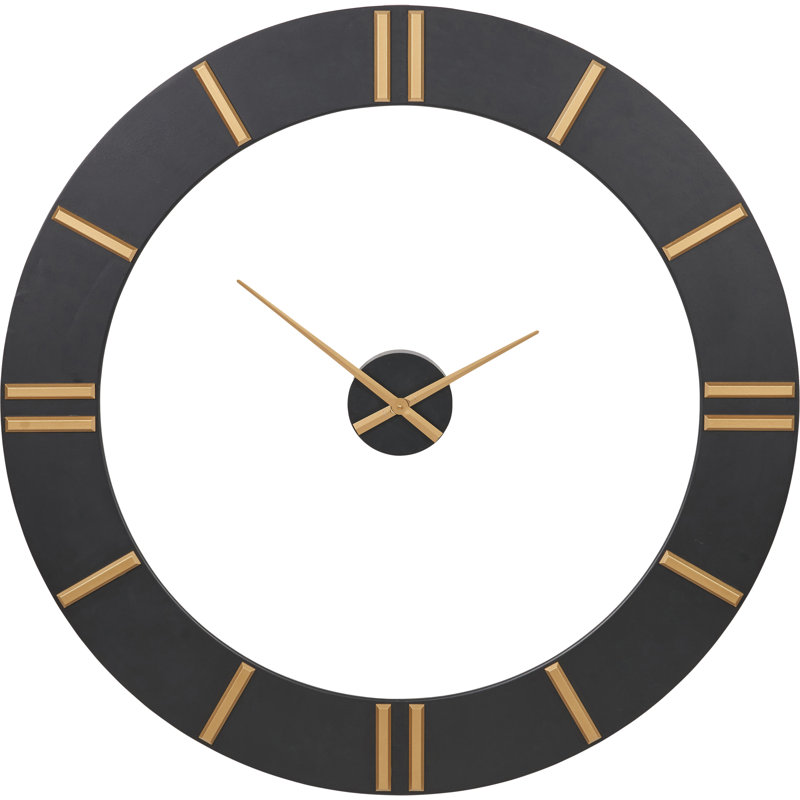 Wood Wall Clock, Black/Gold