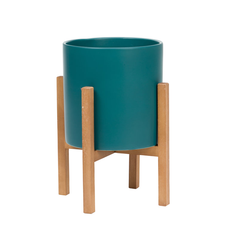 Pot à fleur d'intérieur en céramique Surles, Bleu / vert, H 16 po x l 11 po x P 11 po