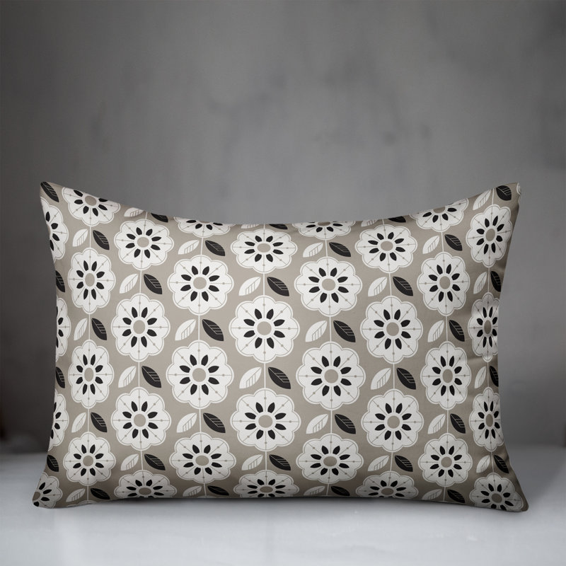 Floral Outdoor Reversible Throw Pillow, White