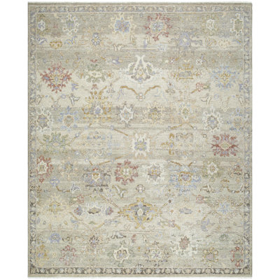 Anelka Hand Knotted Wool Abstract Area Rug in Gray