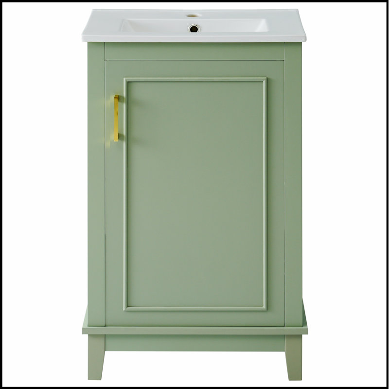 Petit meuble-lavabo moderne de 20 pouces avec lavabo en céramique, rangement spacieux et porte à fermeture en douceur pour espaces compacts
