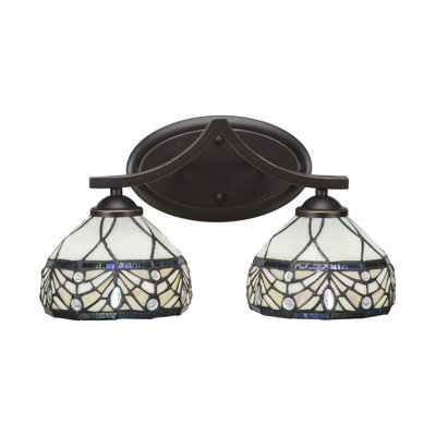 Zilo 2 Light Bath Bar Shown In Graphite Finish With 7" Kaleidoscope Art Glass