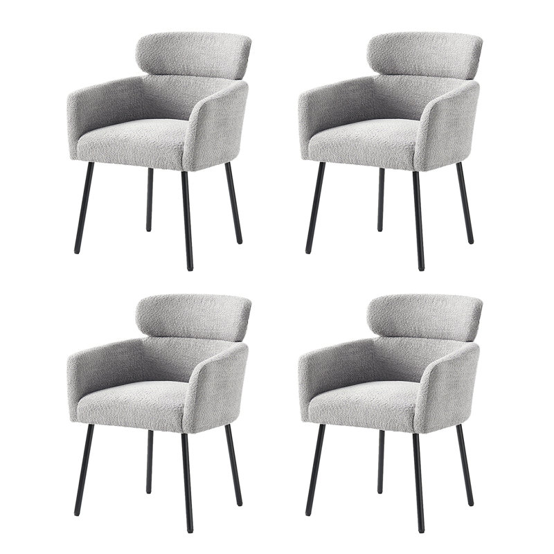 Turgeon Boucle Dining Chair with Adjustment Feet, 4, Gray