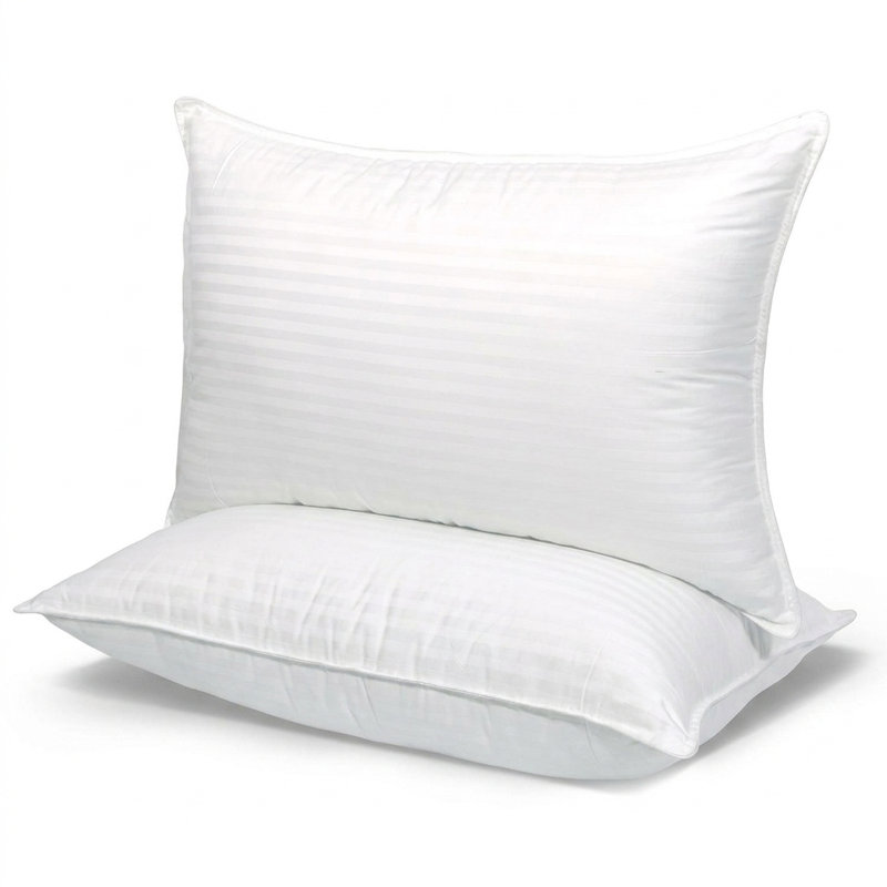Oreiller pour lit de luxe luxueux à refroidissement alternatif avec support moelleux à rayures en satin, Grand lit