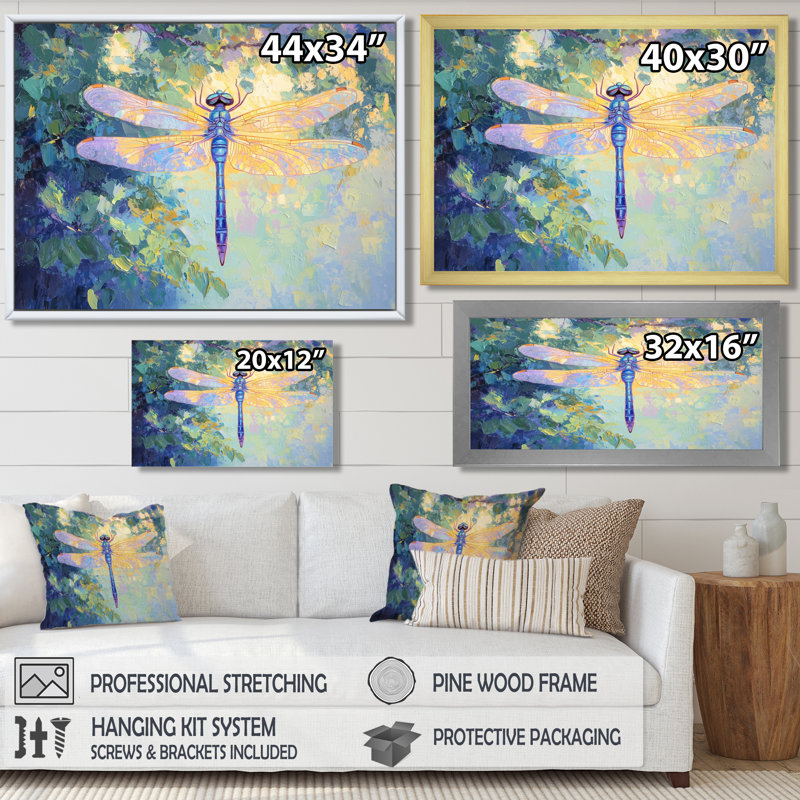 Iridescent Wings Of A Dragonfly I - Libellule, art mural, H 24 po x l 32 po, Blanc