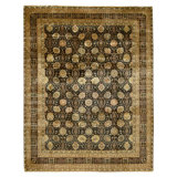 Hand Knotted Wool Area Rug in Black