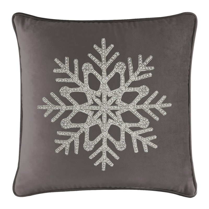 Coussin Sparkles Home Insert luxueux en plumes | Décor et décorations d'hiver, 16 po x 16 po, Gris