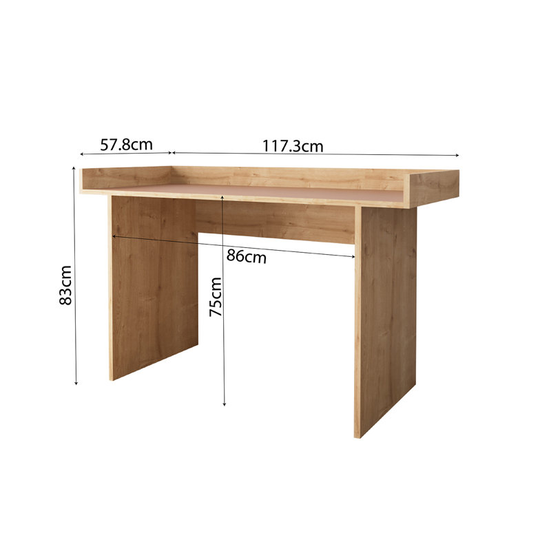 Bimossa Somas 117cm Wide Home Office Desk, Elegant Writing Table with Raised Edges, Modern Workstation for Remote Work, Study Desk & Computer Table, Ideal for Home Working & Study Spaces