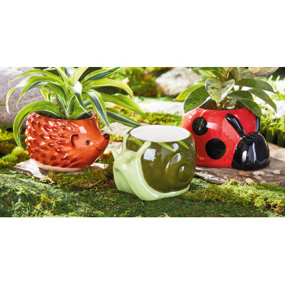 Pot de jardin rouge à coccinelle de 4 po pour l'intérieur et l'extérieur, facile à nettoyer, L 7,5 po x l 6 po x H 4,5 po