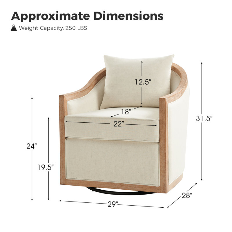 Fauteuil demi-tonneau Manja Jess Farmhouse, Mélange de polyester ivoire