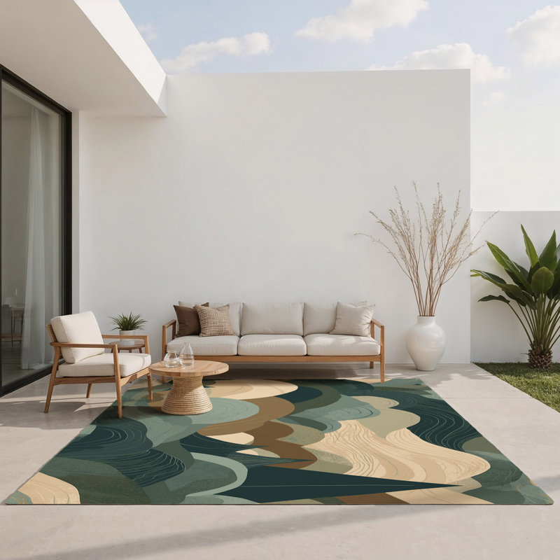 Celestial Tides Indoor And Outdoor Area Rug, Rectangle 4' x 6'