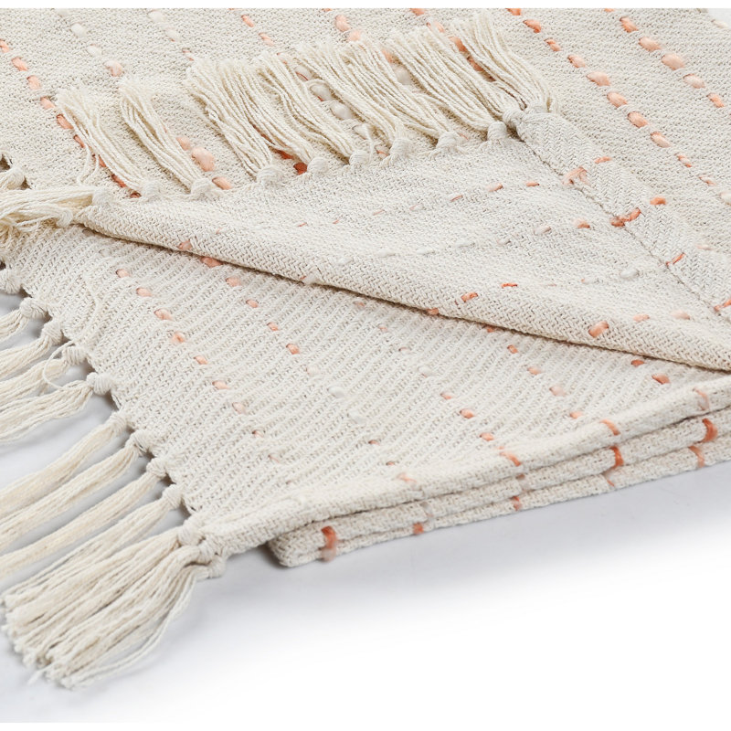 Handwoven Cotton Blend Striped Reversible Throw Blanket