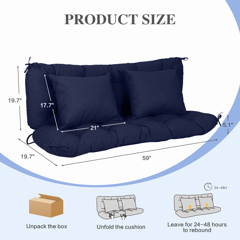 Tufted Porch Swing Cushions, Dark Blue