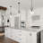 Matte Black 1-Light Mini Pendant with Clear Cylindrical Glass Shade-825503404-857543044