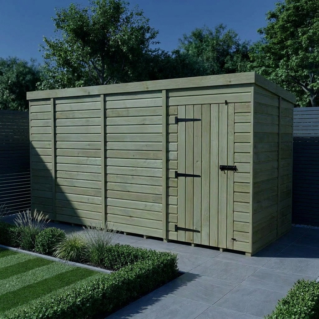 Total Sheds 15ft x 7ft Pent Garden Shed - Single Door - No Windows - Pressure Treated Timber - UK Manufactured