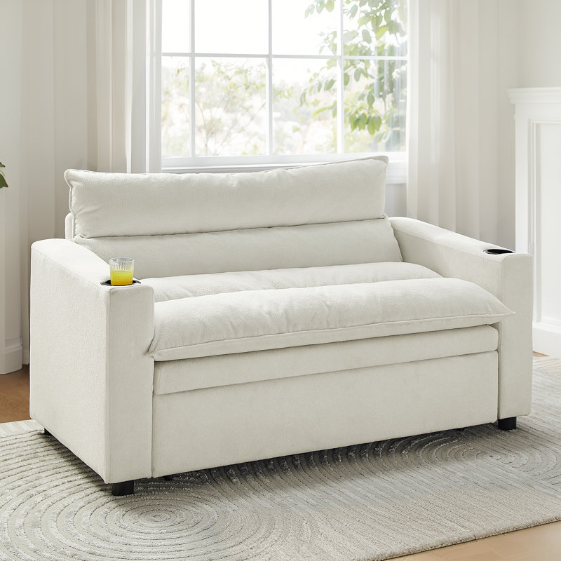  Convertible Sofa Bed, 3-In-1 Multi-Functional Velvet Sleeper Couch Pull-Out Bed, 47'' Loveseat Chaise Lounge With Adjustable Backrest