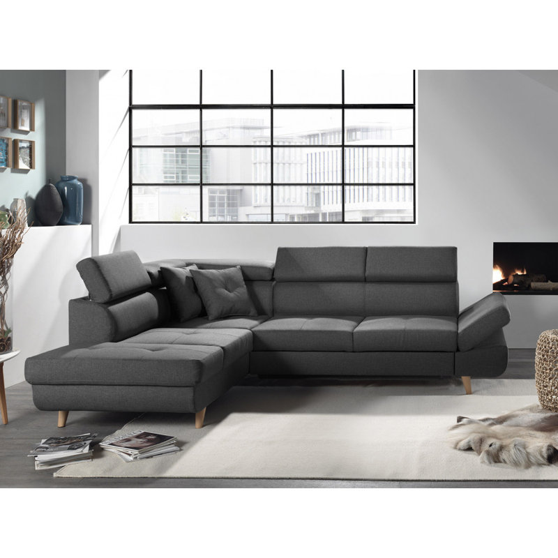 5 Seater Sofa Bed, Dark Grey, Left Hand Facing