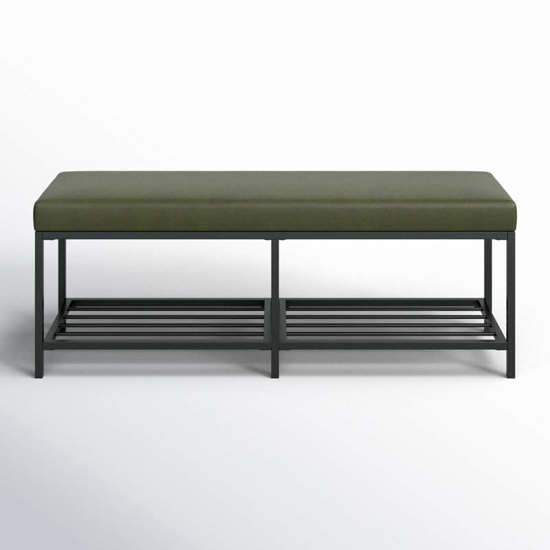 Dyer Faux Leather Upholstered Storage Bench, Green