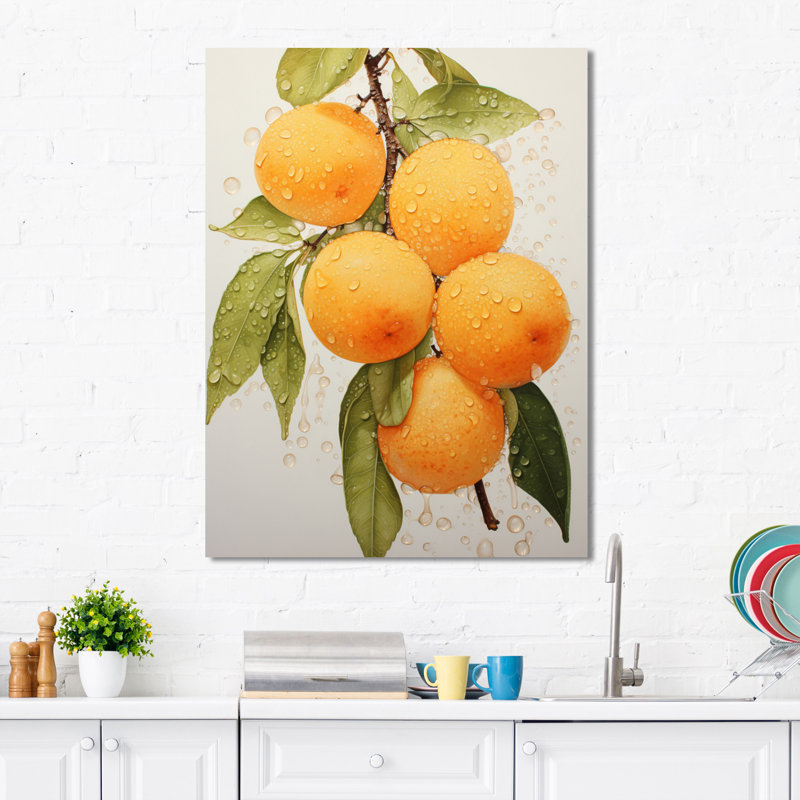 Fruit Golden Apricot Pointillism - Farmhouse Wall Decor PT72205, H 40 po x l 30 po x P 1,5 po