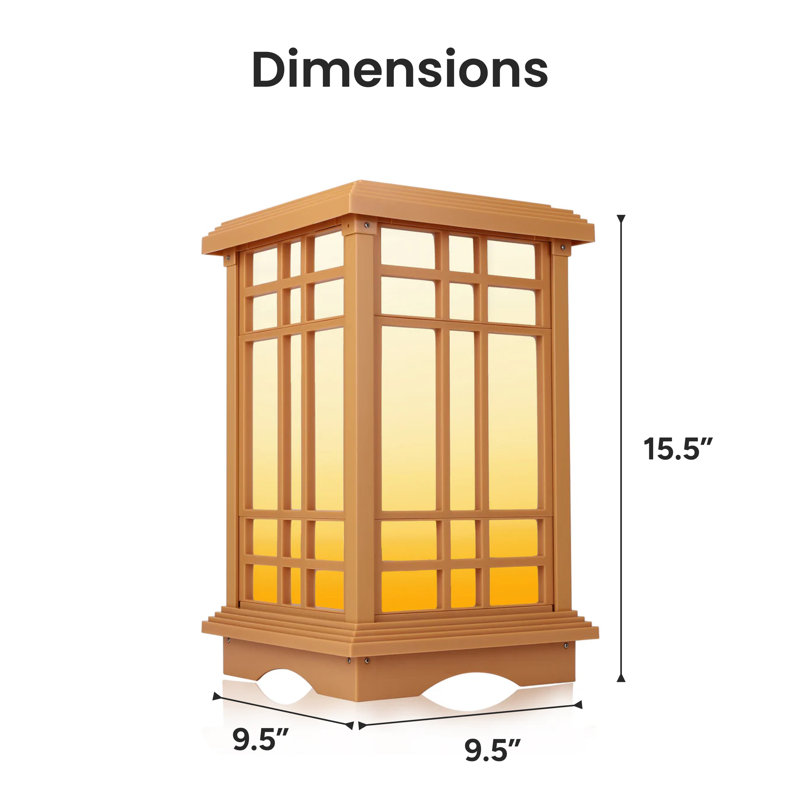 Solar Classic Zen LED Outdoor Lantern Japanese Style, Small - 15.6" H x 9.45" W x 9.45" D