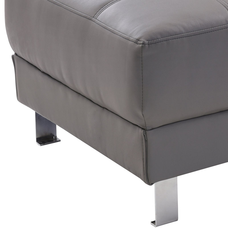 Repose-pieds standard capitonné de 56 po de large Mraz, Similicuir gris