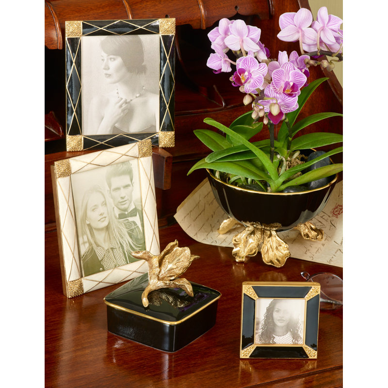 Leland Pavé Corner Metal Picture Frame, Black