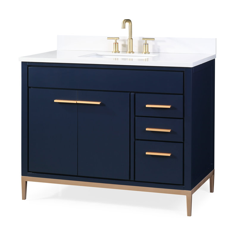 Ensemble de meuble-lavabo de salle de bain simple 42 po Danford, Bleu marine