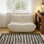 Cream Plush Fabric Two-Seater Armchair, 130cm Soft Curved Shape with High-Density Foam, No Internal Frame-1705437634