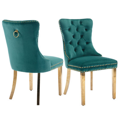 Belmont Button-Tufted Velvet Dining Chair – Premium Fabric & Solid Oak Frame
