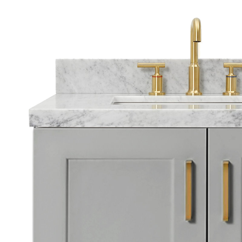 ARIEL TAYLOR 43 IN RIGHT OFFSET RECTANGLE SINK VANITY, Left, Rectangle, Gray
