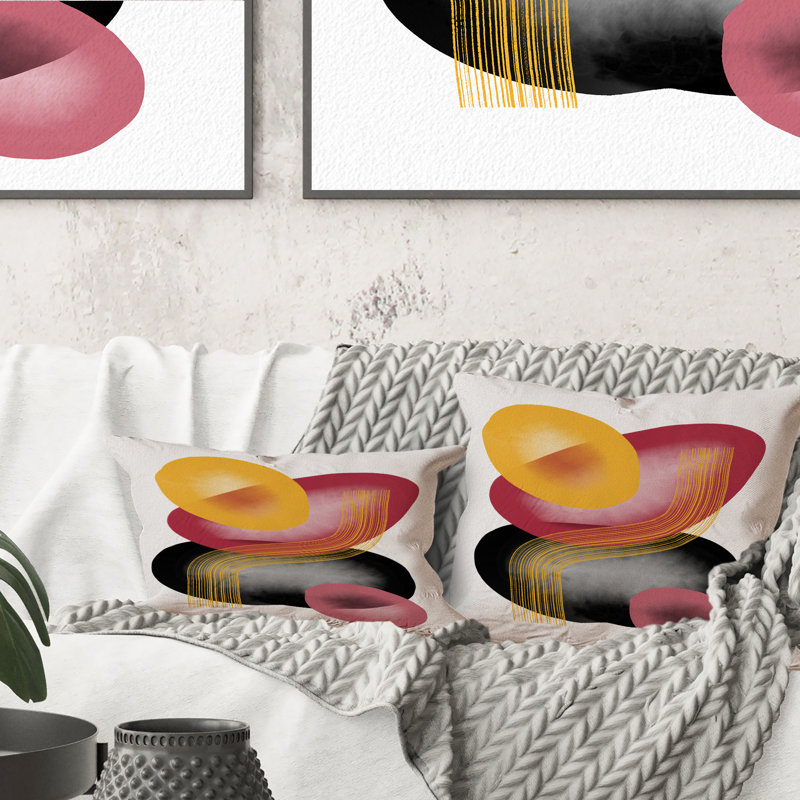 Colorful Minimal Shapes II - Coussin décoratif à imprimé moderne, 16 po x 16 po