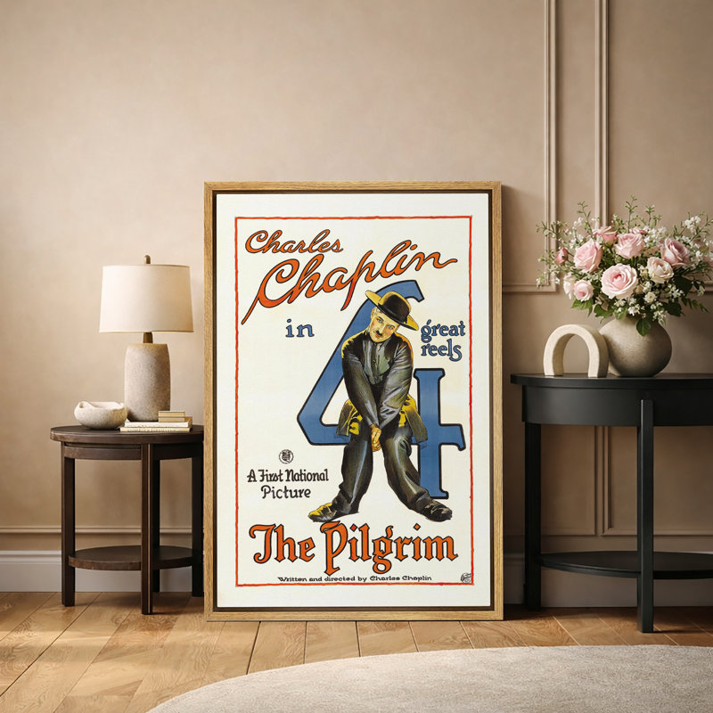 «The Pilgrim Charlie Chaplin», affiche d'art film rétro, images de film silencieux, impression sur toile encadrée.
