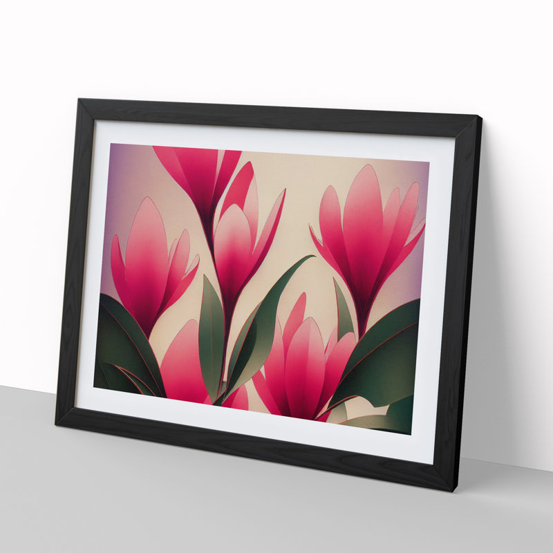 Cherry Blossom Flowers - Single Picture Frame Painting, 46cm H x 64cm W x 2cm D, Black
