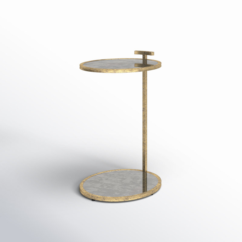 Erma Glass C Table End Table with Storage, Gold