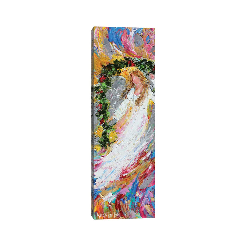 Christmas Angel 1 Piece Wrapped Canvas Painting, 30.48 cm H x 91.44 cm W x 1.91 cm D