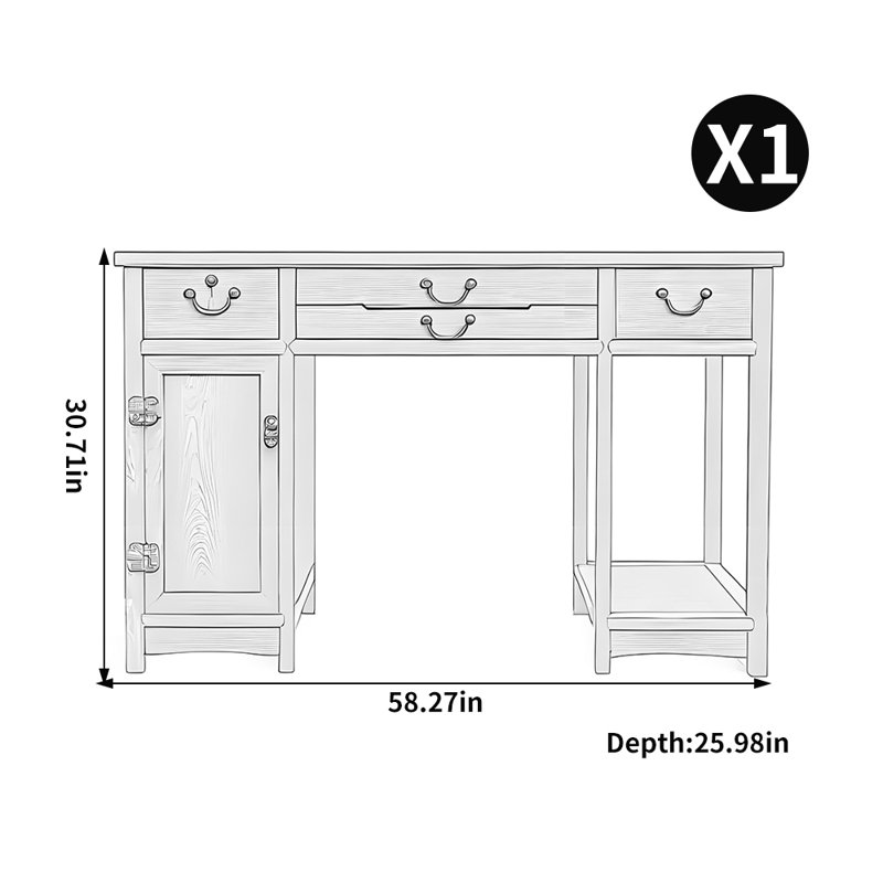Izzi, H 30,71 po x l 58,27 po x P 25,98 po