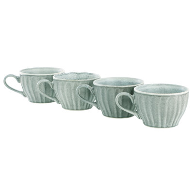 Ensemble de 4 tasses en grès émaillé réactif Gibson Homewares, couleur verte